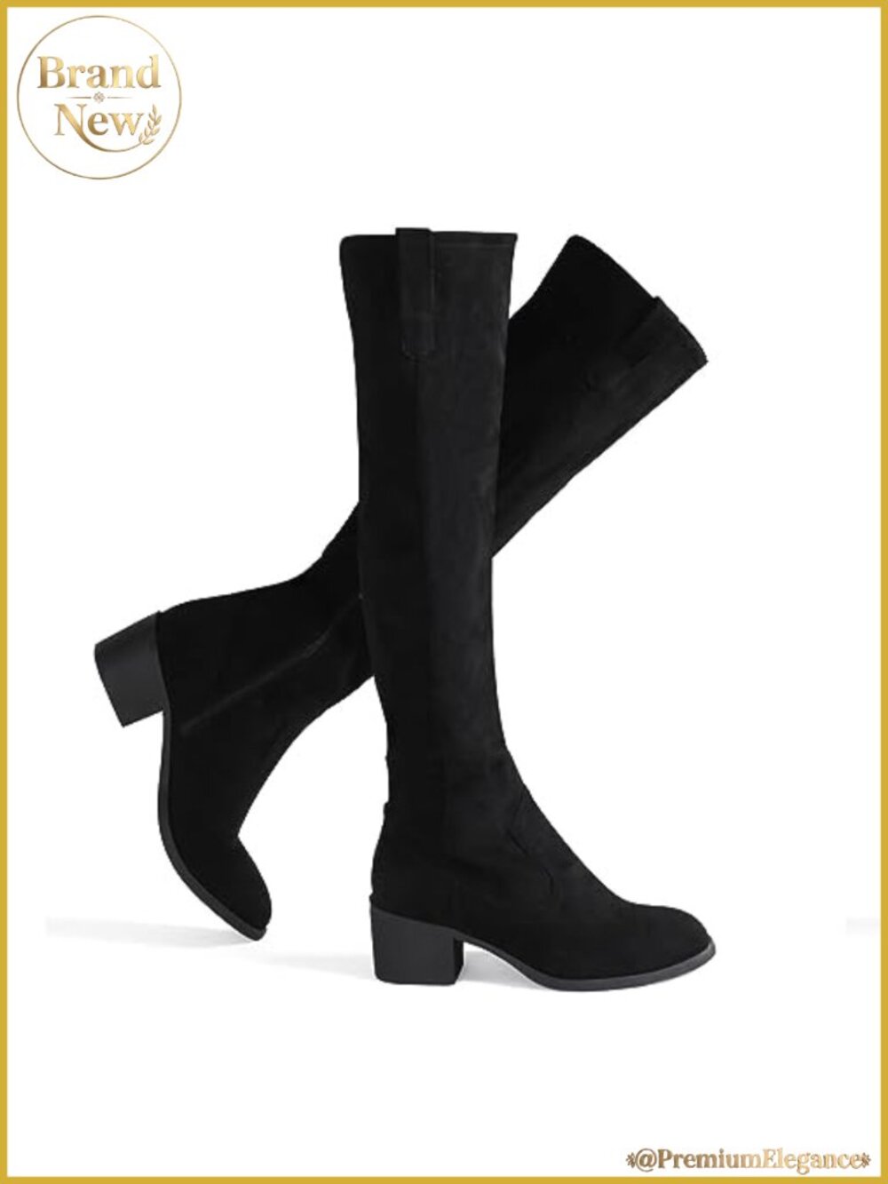 Over The Knee Thigh High Chunky Heel Pointed Toe Faux Suede Boots